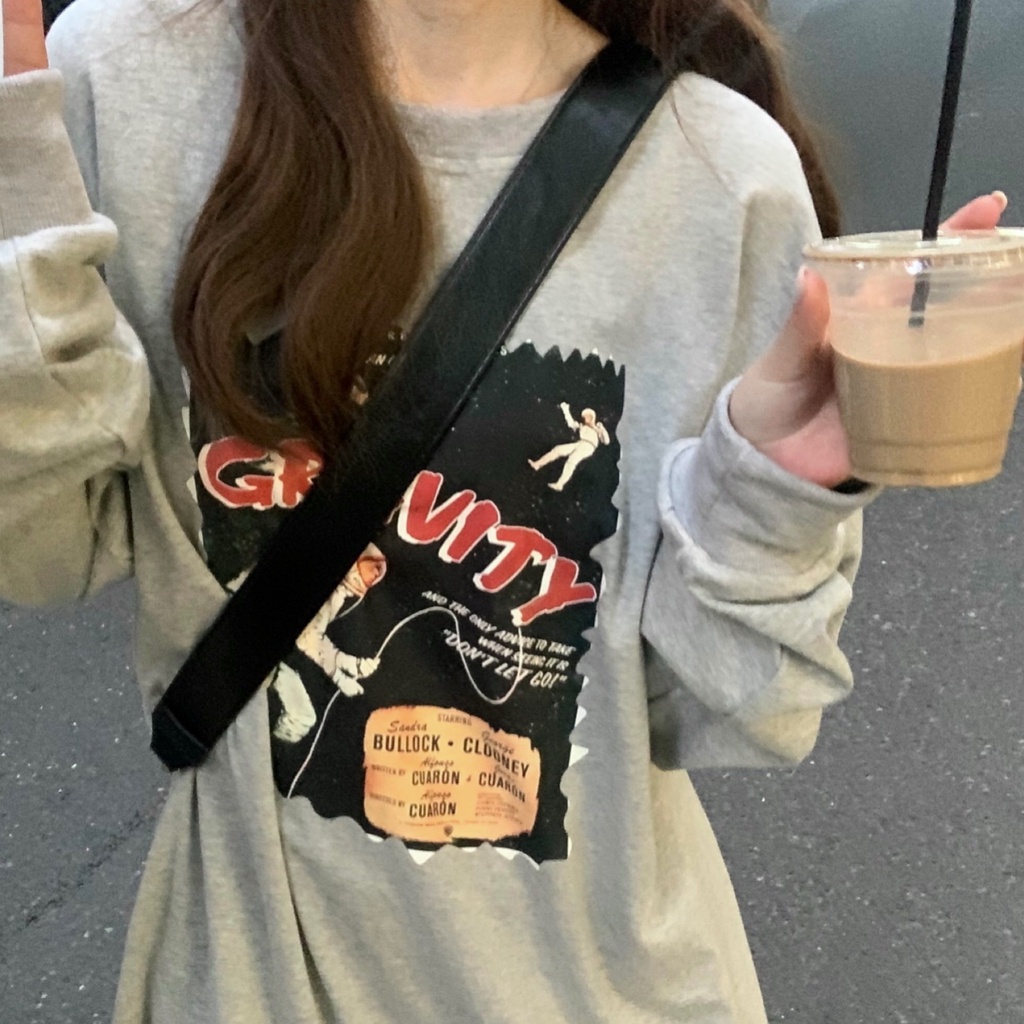 COZOK Áo sweater tay dài dáng rộng phong cách thời trang hàn quốc