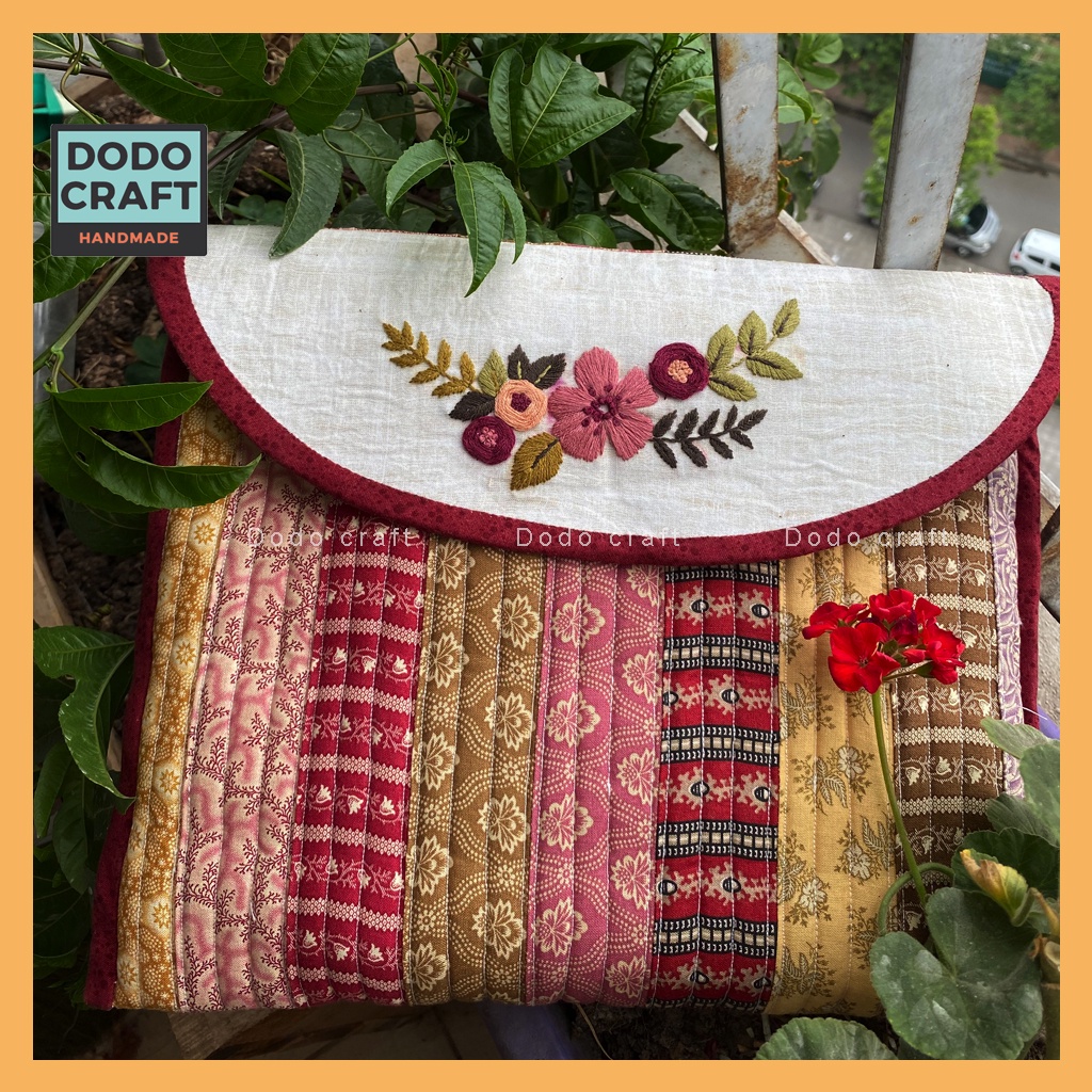 Vintage Túi đựng LAPTOP chống sốc - QUILT ghép vải thủ công