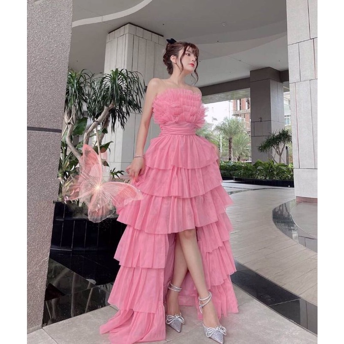 váy voan đi tiệc - chụp hình ngoại cảnh