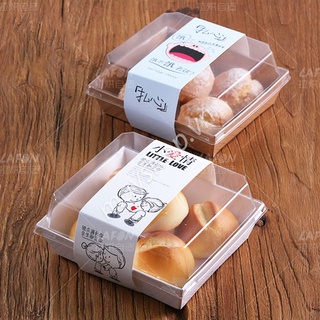 50 Hộp giấy Kraft Trắng đựng bánh – Hộp giấy kraft vuông nắp nhựa trong