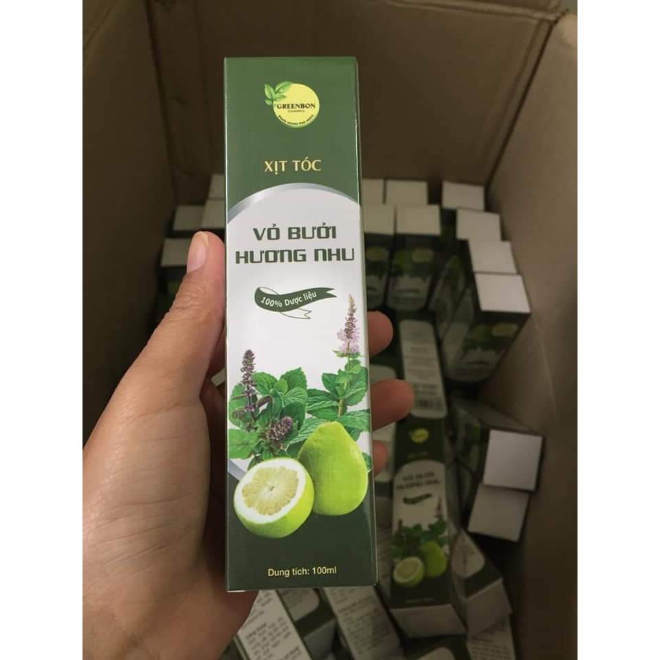 Xịt tóc vỏ bưởi hương nhu GREENBON 100ML - Xịt dưỡng tóc, kích mọc tóc siêu nhanh