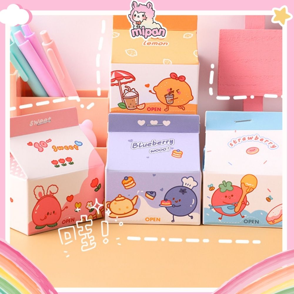 (Xả hàng) Giấy note hộp sữa cute, giấy ghi chú dễ thương sticky note - Mipan