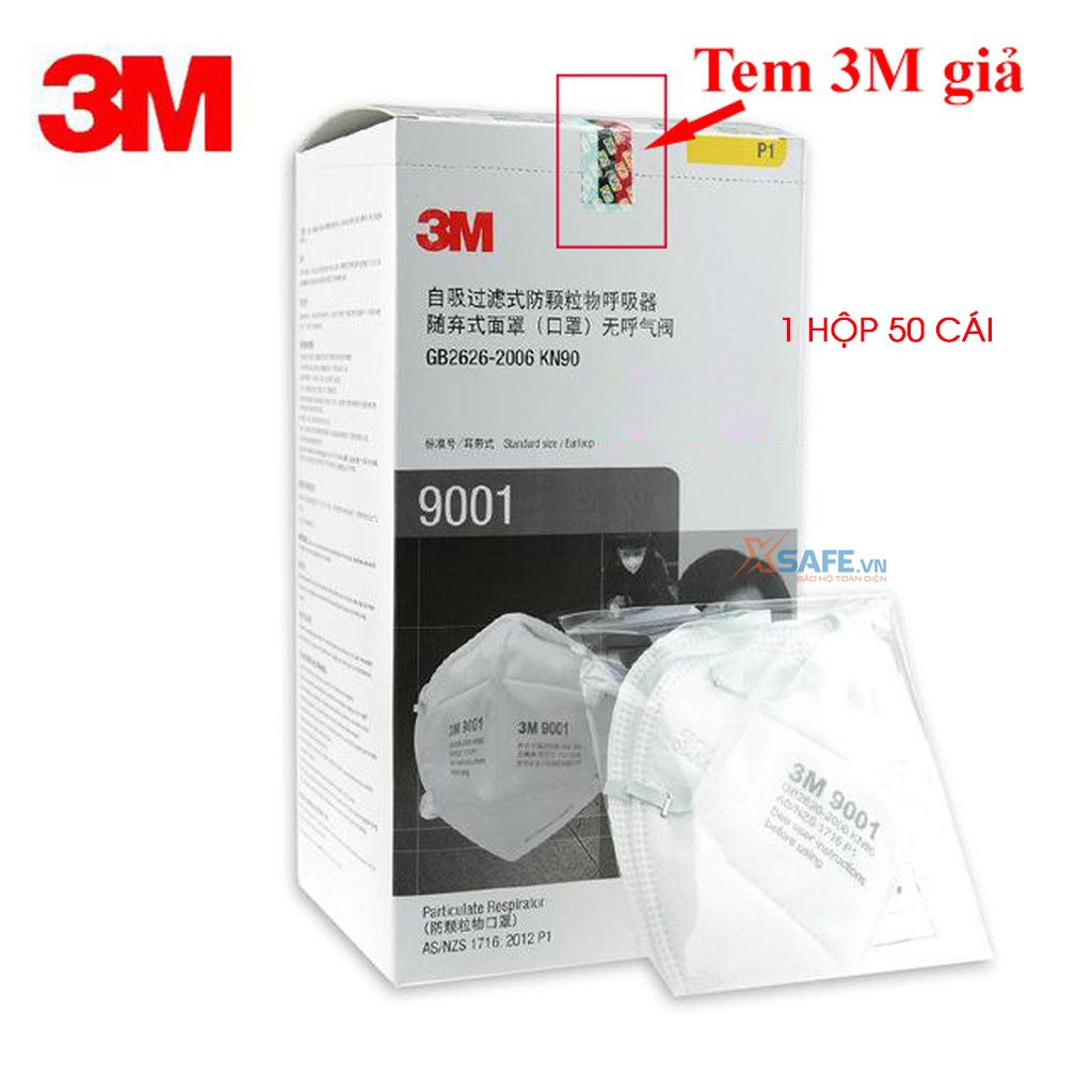 Khẩu trang y tế 3M 9001A. Khẩu trang 3D kháng khuẩn, chống bụi mịn, phòng dịch, khẩu trang 3M - Sản phẩm chính hãng