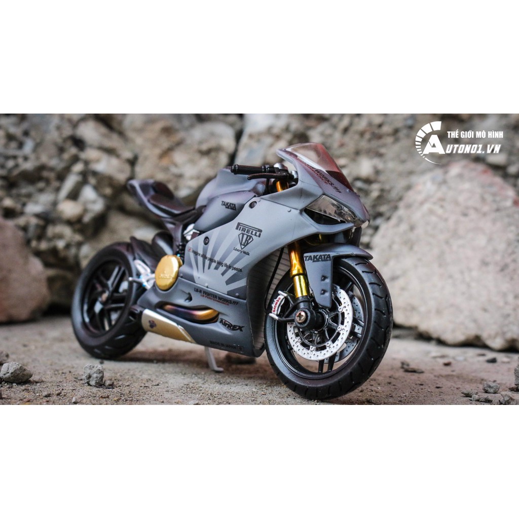 MÔ HÌNH XE ĐỘ DUCATI 1199 PANIGALE S LIBERTY WALK GRAY CUSTOM 1:12 MAISTO D220A