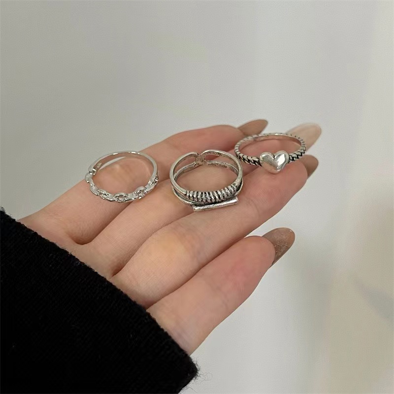 Bộ 3 Nhẫn Đeo Tay Thiết Kế Đơn Giản Thời Trang Cho Nữ