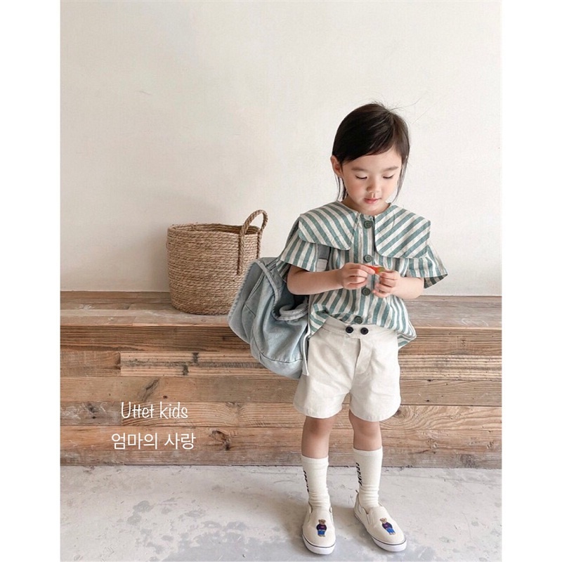 ÁO SƠ MI  BÉ GÁI STYLE HÀN QUỐC 227 FORM RỘNG DÀNH CHO BÉ TỪ 1 ĐẾN HƠN 5 TUỔI