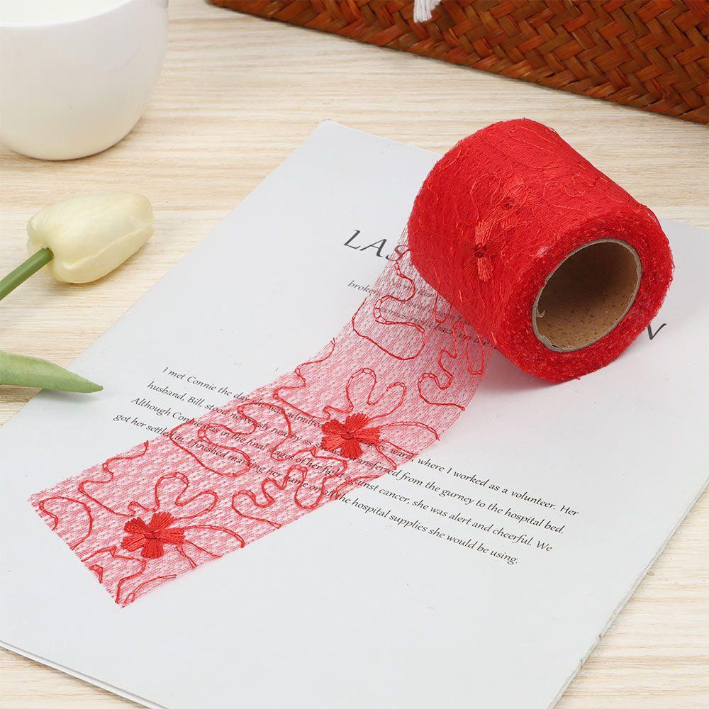 Cuộn Dây Ruy Băng Lưới 6cm 10Yards In Họa Tiết Hoa Làm Đồ Thủ Công Đa Ứng Dụng