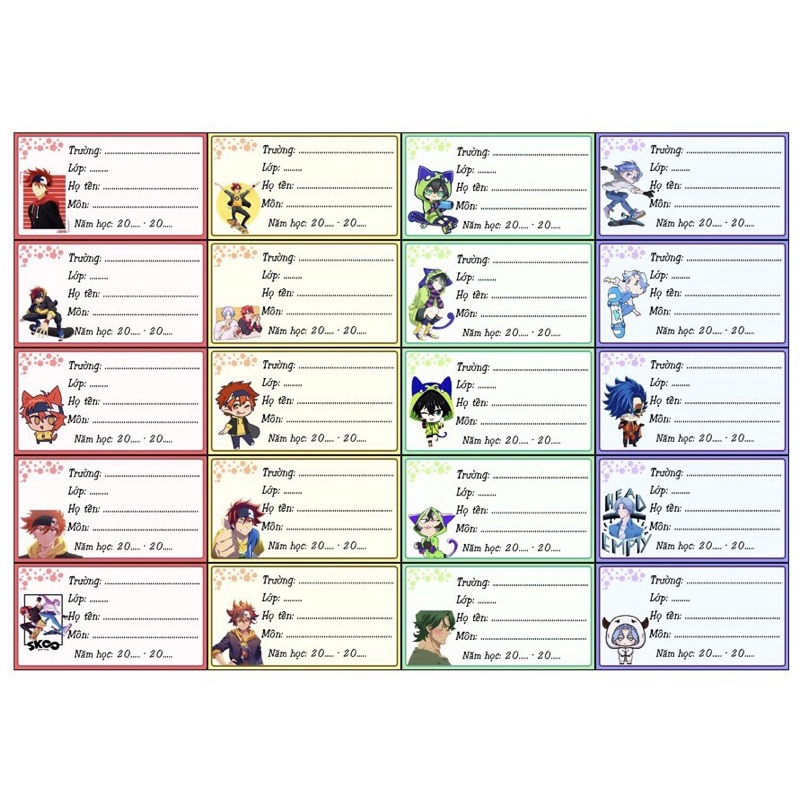 Nhãn dán sk8 20 cái khác nhau/ nhãn vở anime sk8