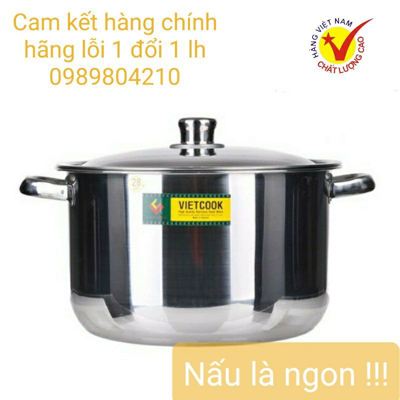 Nồi luộc gà,Nồi inox đun từ size  28,30,32 VIETCOOK,NỒI 10 LIT, 12L,15L,nồi inox đun bếp từ