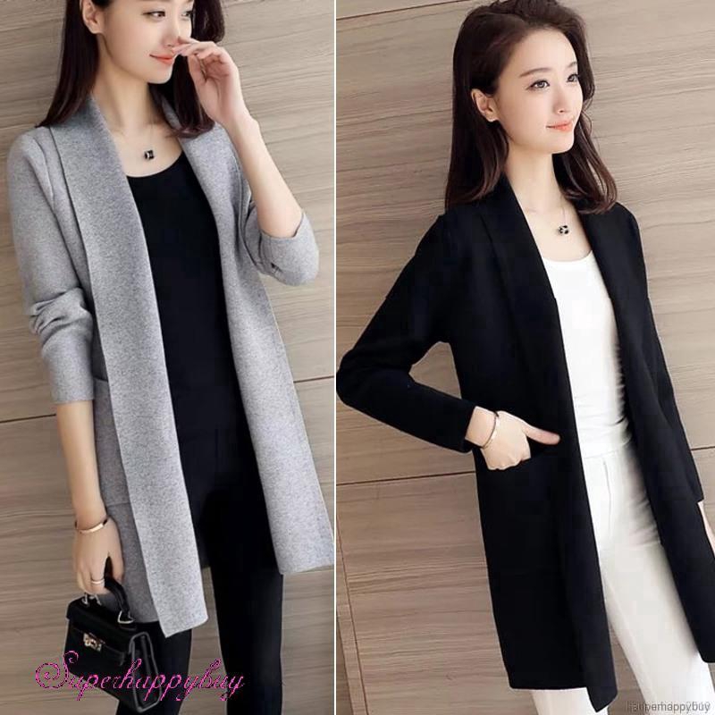 Áo khoác Cardigan dệt kim màu trơn thời trang mùa thu cho phái nữ