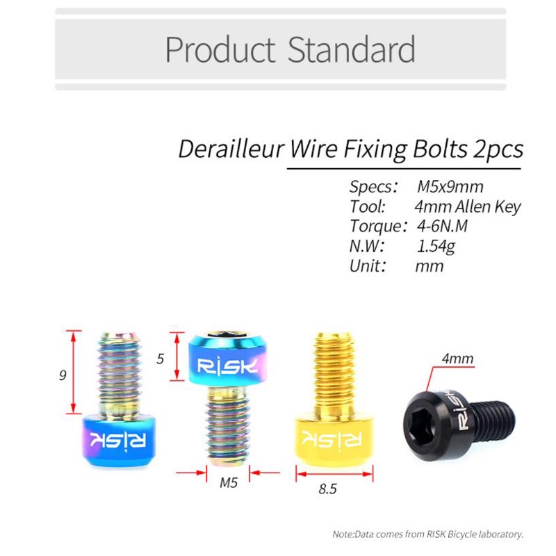 Bộ 2 Chốt Cố Định Dây Cáp Xe Đạp Leo Núi Bằng Hợp Kim Titan M5x9 Mm