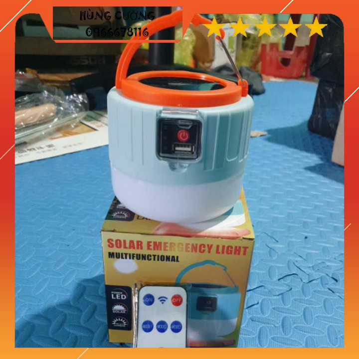 Bóng đèn led tích điện có tấm năng lượng mặt trời có điều khiển và cổng usb sạc cho điện thoại