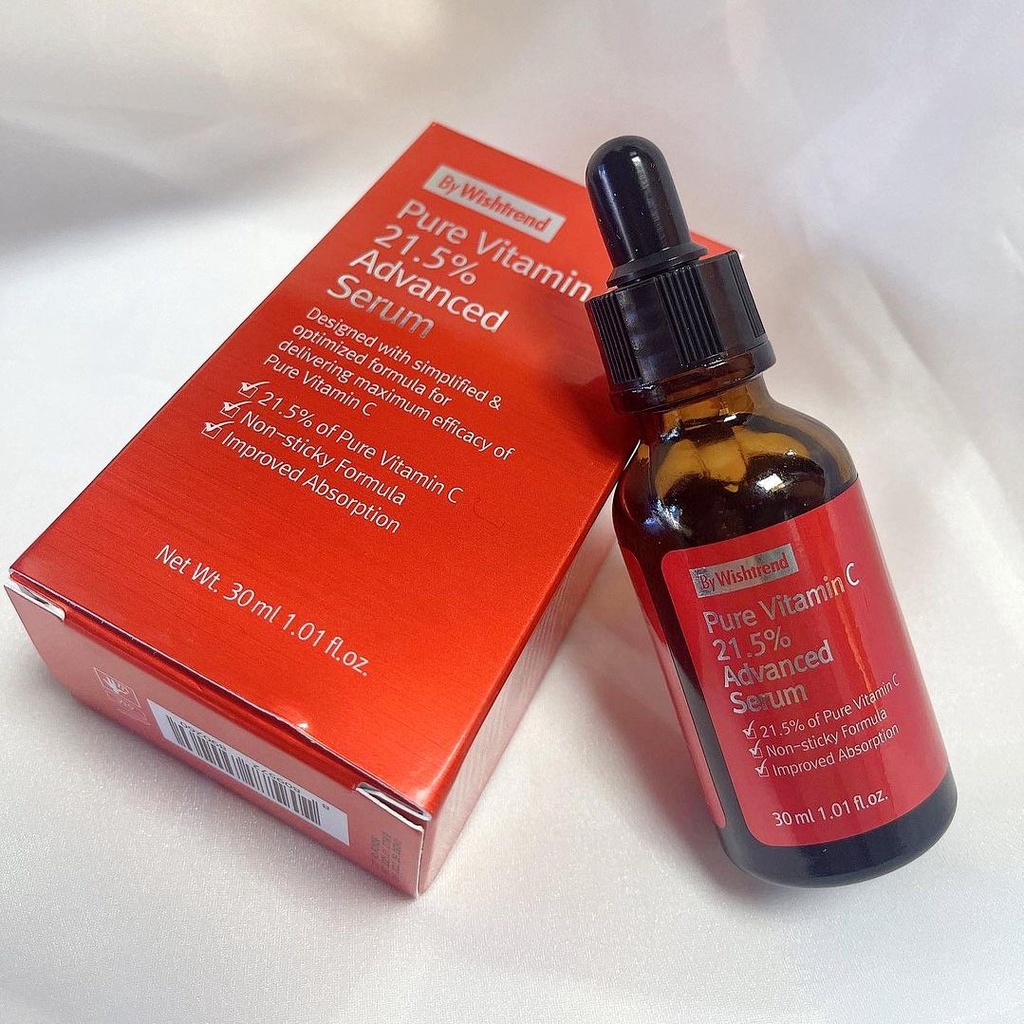 Tinh Chất Vitamin C sáng da ngừa thâm By Wishtrend Pure Vitamin C 21.5  Advanced Serum +Hộp Bông Tẩy trang Benton