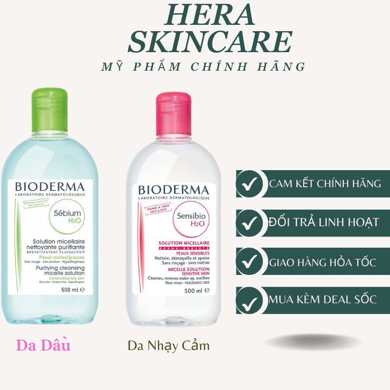 Nước tẩy trang bioderma 500ml dành cho da dầu, da mụn, da nhạy cảm .