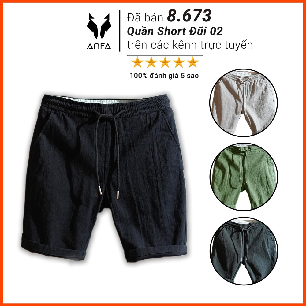 Quần short đũi ANFA nam dáng siêu đẹp ống suông lưng thun cao cấp size 40-80kg màu đen, xám, ghi tối, rêu SD02