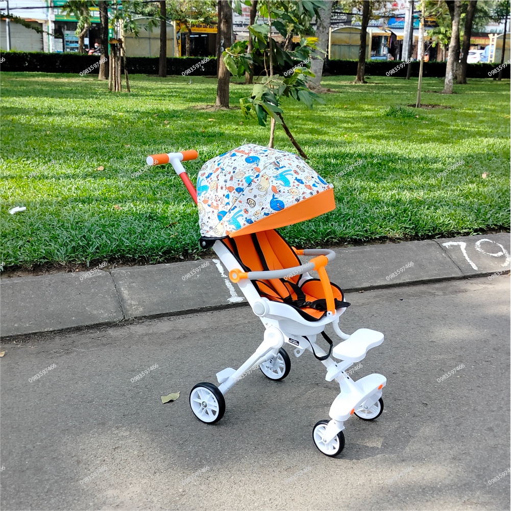 XE ĐẨY 2 CHIỀU GẤP GỌN 3 TƯ THẾ NẰM NGẢ NGỒI, XE ĐẨY CHO BÉ SƠ SINH CAO CẤP X9
