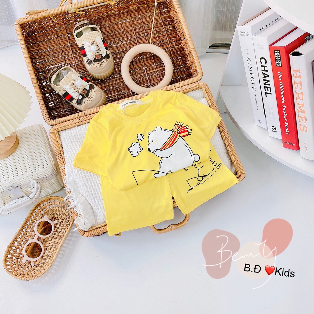 [Bé 7-25kg] Bộ ngắn tay kẻ sọc ngang thun lạnh dệt Minky Mom cho bé trai bé gái từ 7-25kg