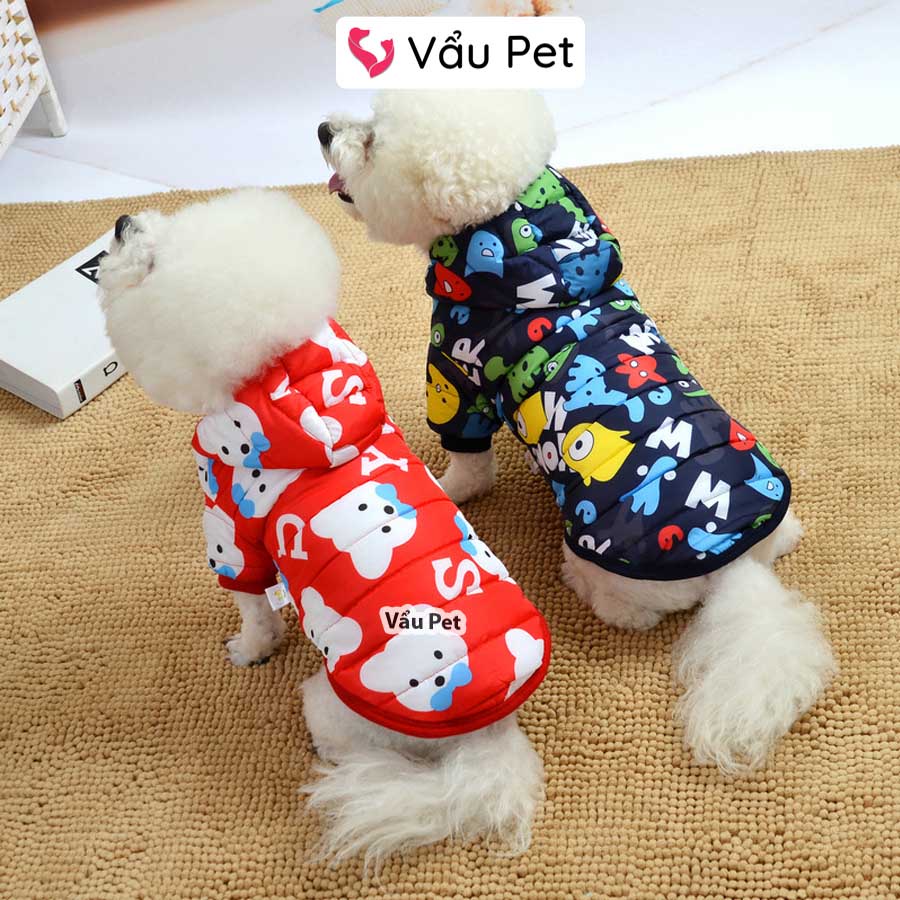 Áo cho chó mèo Phao lót bông ấm áp mùa đông - Quần áo cho chó poodle, con, lớn, mèo, thú cưng Vẩu Pet Shop