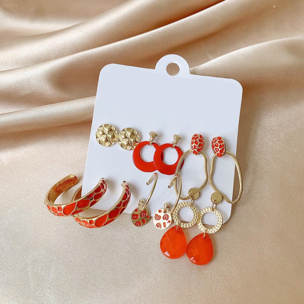 [Set 6 Đôi] Bông Tai Nữ Cao Cấp ERASHOP 076712 - Phối Màu Tươi Tắn, Độc Đáo, Vintage, Siêu Rẻ Đẹp