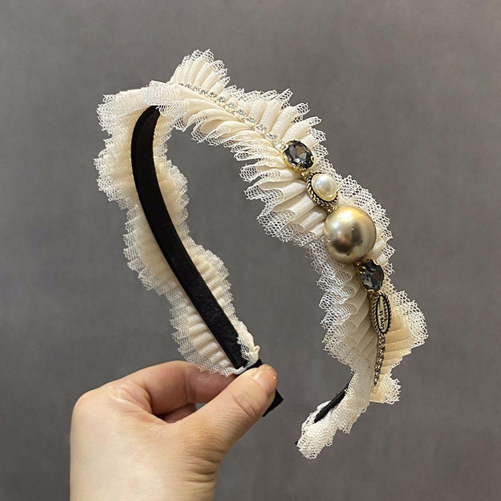 Băng Đô Cài Tóc Phối Lưới Phong Cách Retro WMES15H Cho Nữ