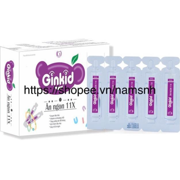 Ginkid Ăn ngon 11X cải thiện chức năng tiêu hóa cho trẻ hết biếng ăn hộp 20 ống