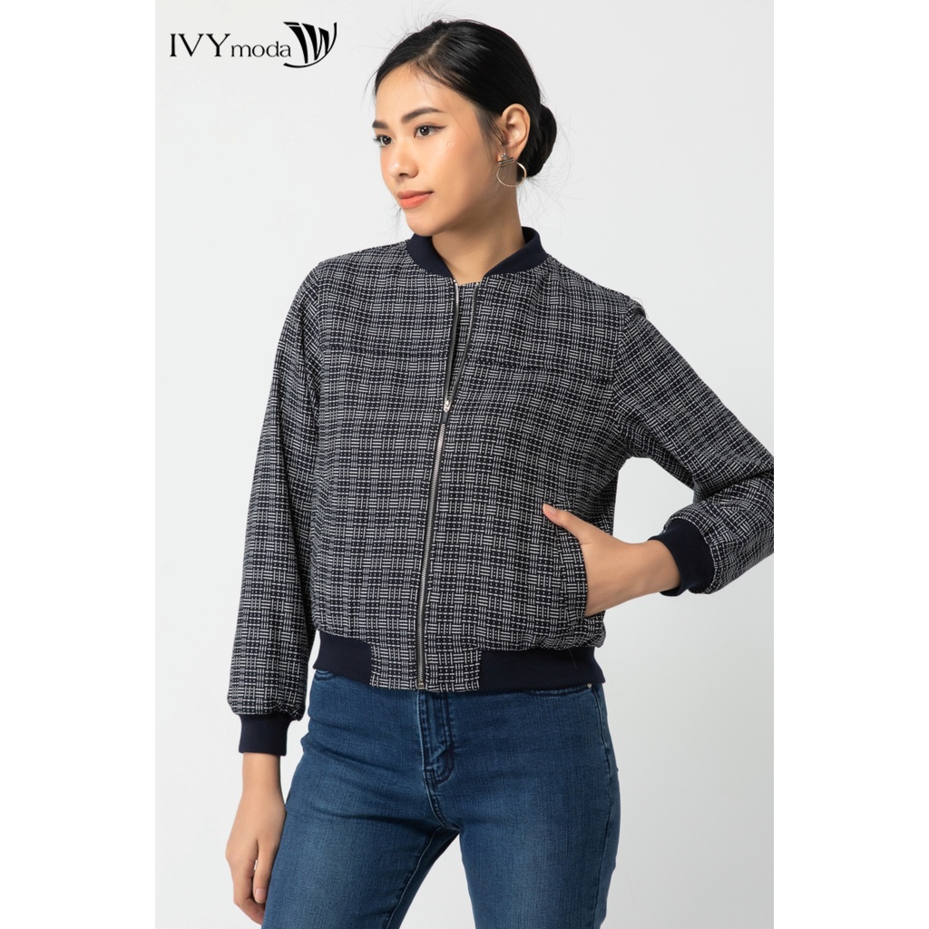 Áo bomber nữ vải Tweed IVY moda MS 70T0071