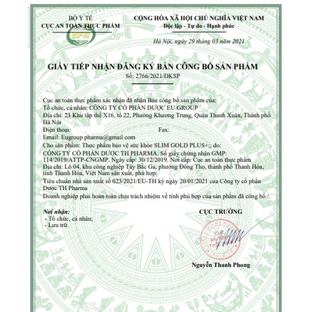 Viên uống giảm cân SLIM Gold Plus - giúp giảm béo hiệu quả  từ thành phần thảo dược - Hộp 30 viên chuẩn GMP