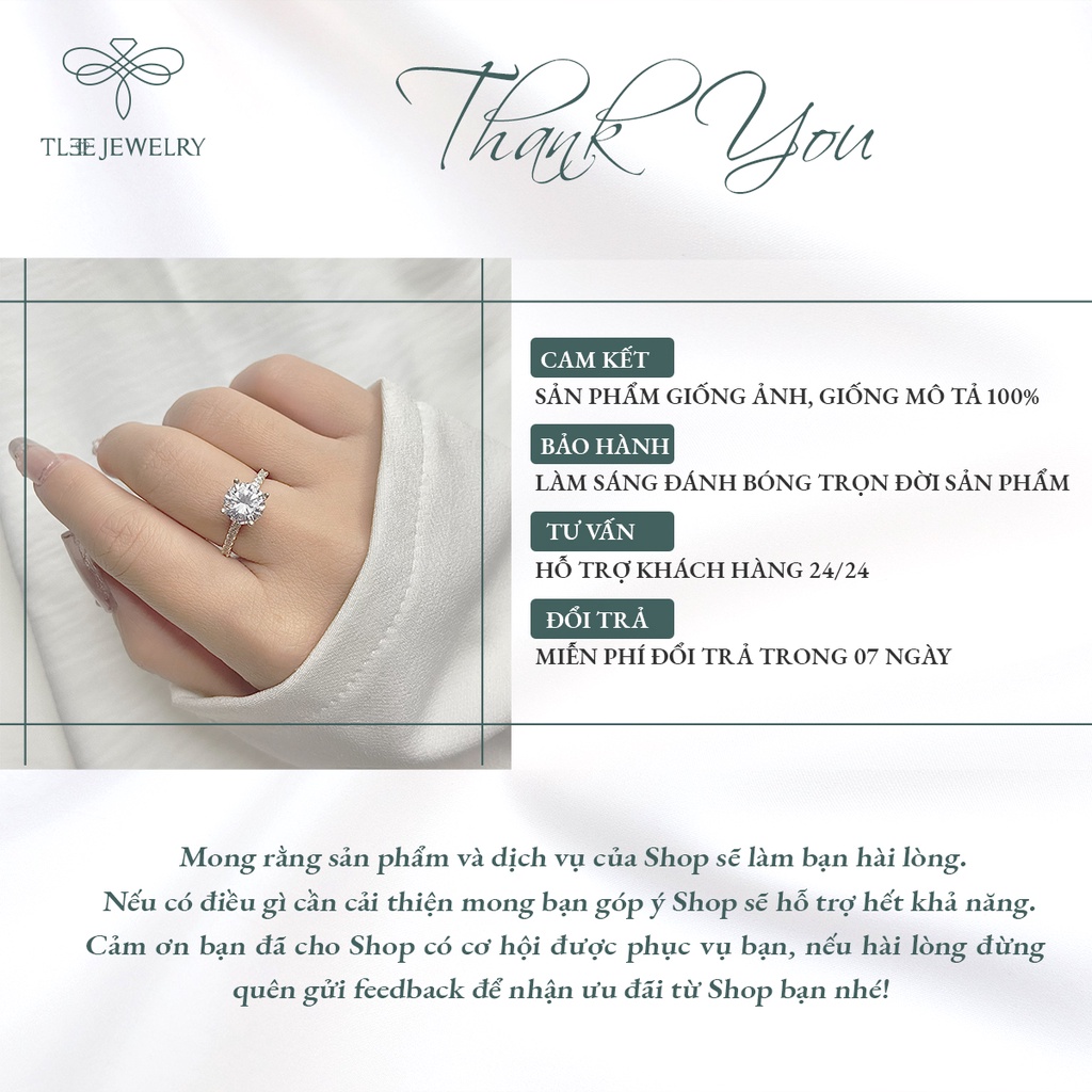 Nhẫn bạc nữ TLEE trụ đá bốn chấu ổ đá 8li sang trọng NCJ A0115