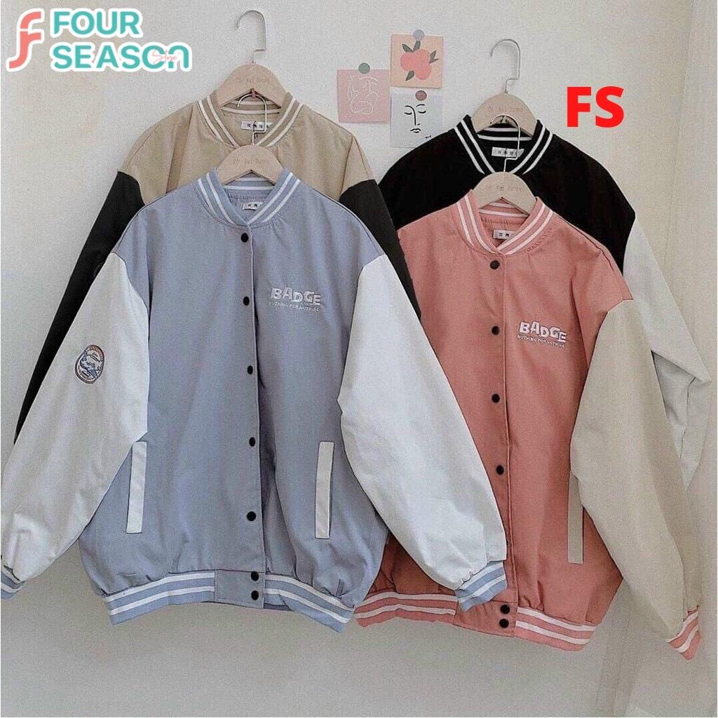 Áo khoác dù bomber jacket phong cách bóng chày hàn quốc 4S AKD04 BABGE chất nylon 2 lớp cao cấp rẻ đẹp