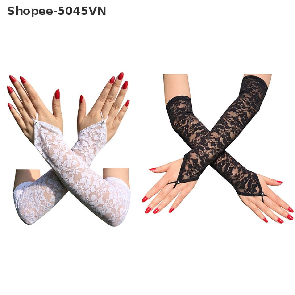 1 Đôi Găng Tay Ren Dài Hở Ngón Thời Trang