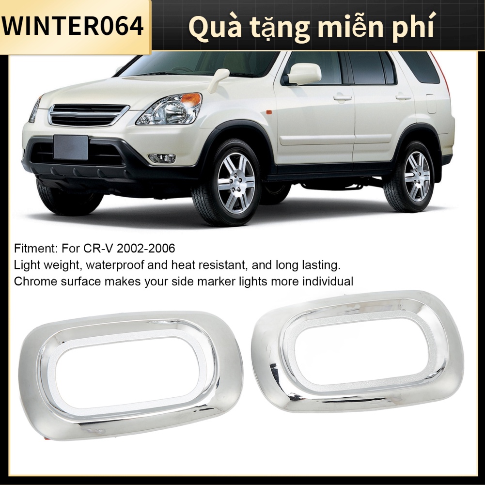 Cặp đèn LED đánh dấu bên hông Tấm phủ ánh sáng Chrome Bezels Chống thấm nước tự dính cho CR ‑ V 2002‑2006 Winter064