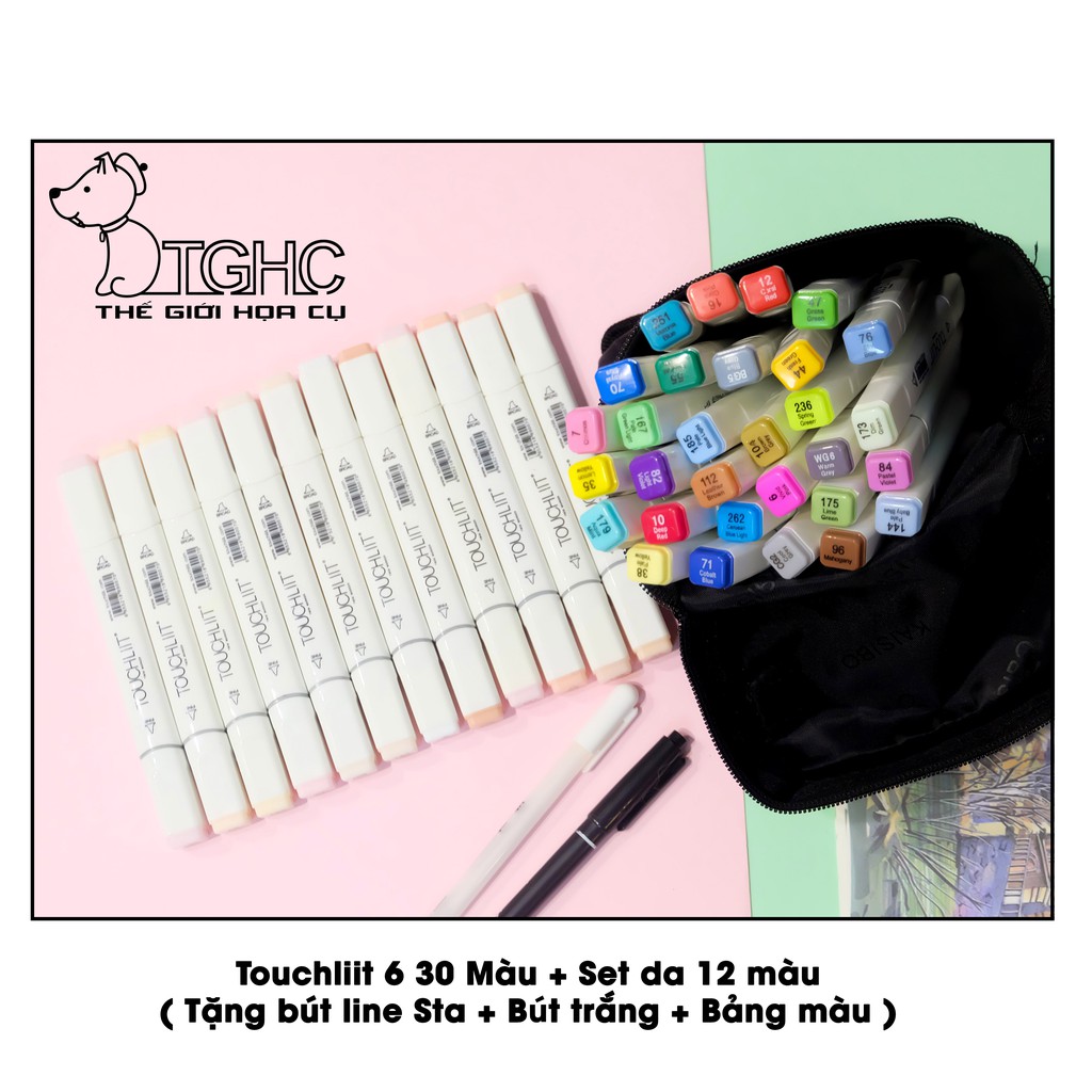 Bút Marker Touchliit 6: Bộ 30 Màu - Bộ 30 Màu + Set Da 12 Cây [CHÍNH HÃNG][ Quà Tặng Hấp Dẫn]