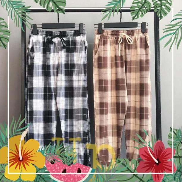 Quần kẻ karo đen be DGP865