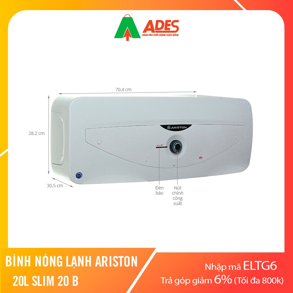 [Mã 154ELSALE2 giảm 7% đơn 300K] Bình nóng lạnh Ariston Slim 20B