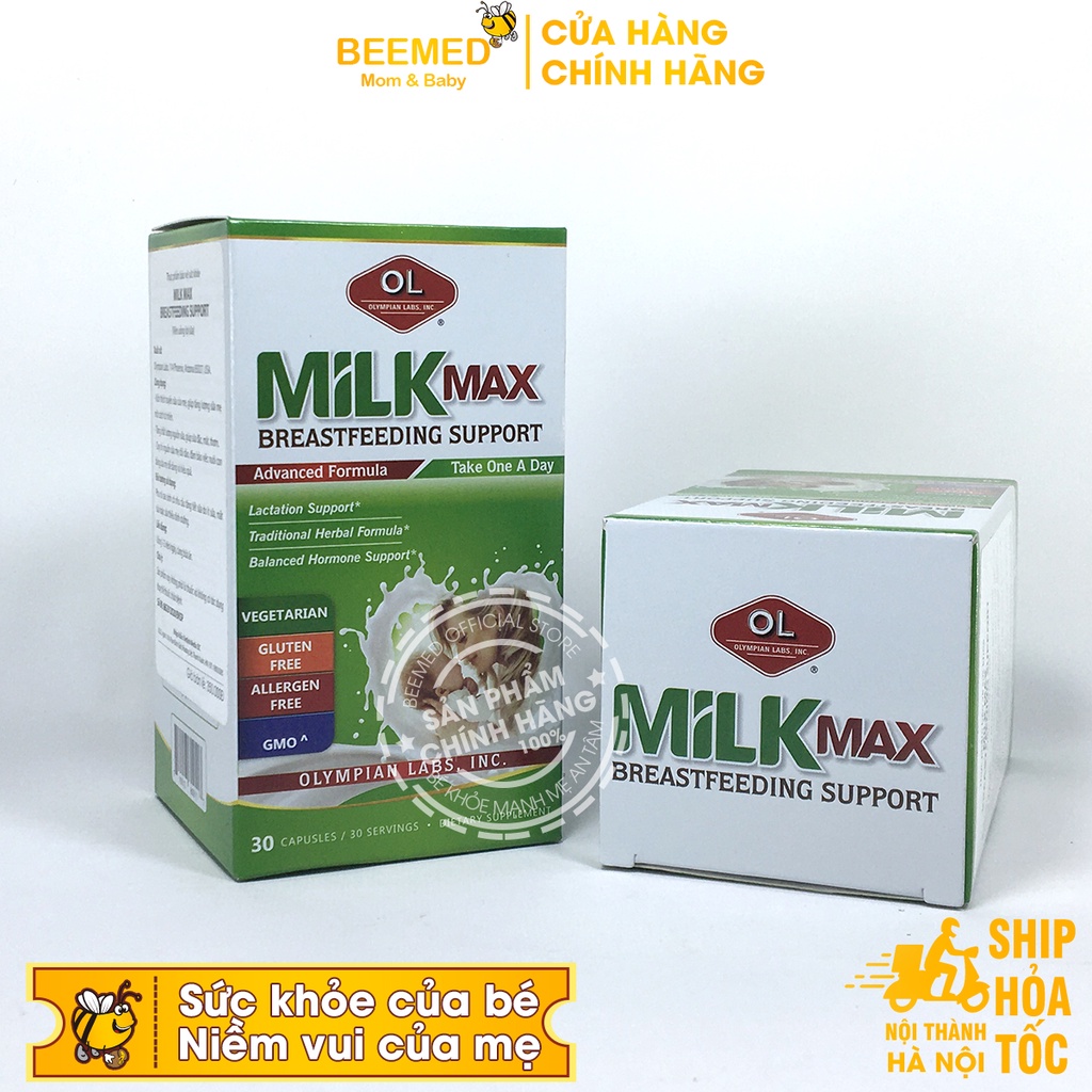 Viên lợi sữa Milk Max kích sữa cho mẹ sau sinh, cho con bú Hộp 30v từ Olympian Labs nhập khẩu từ Mỹ