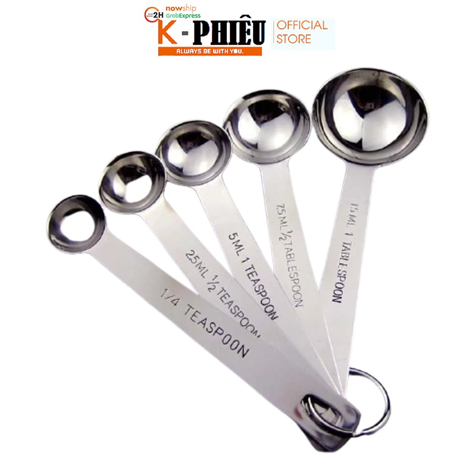 Measuring spoons – Bộ muỗng đong định lượng inox 5 cái KP-IM023