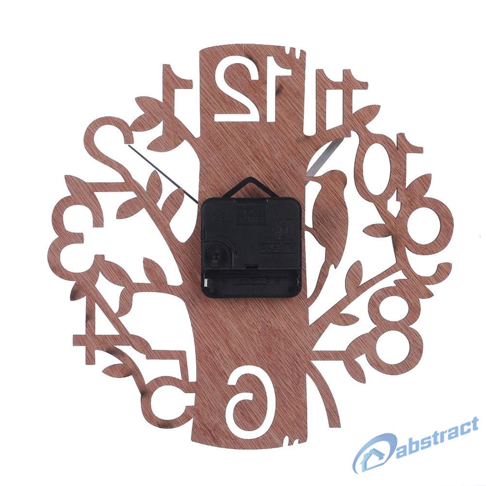 AB Tree Shape Wall Clock Real 3D Diy Wall Watches Living Room Home Decor