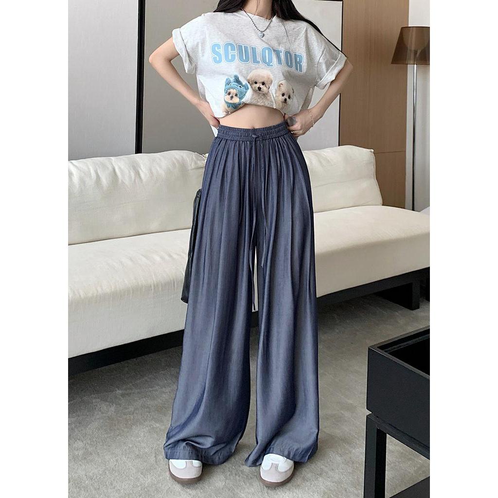 Quần Ống Rộng Lưng Cao Phong Cách Retro Mùa Hè Kiểu Mới 63922