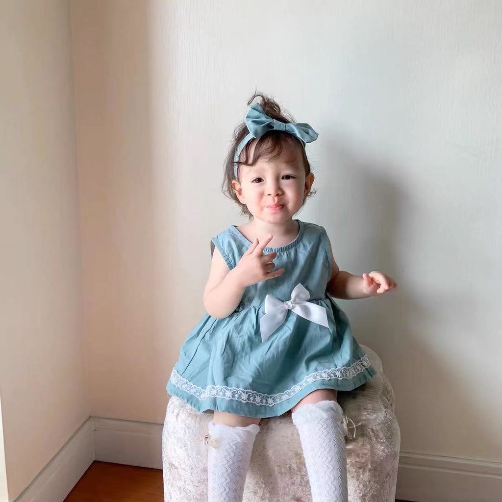 Set Áo Liền Quần + Băng Đô Nhiều Thiết Kế Tùy Chọn Cho Bé Gái