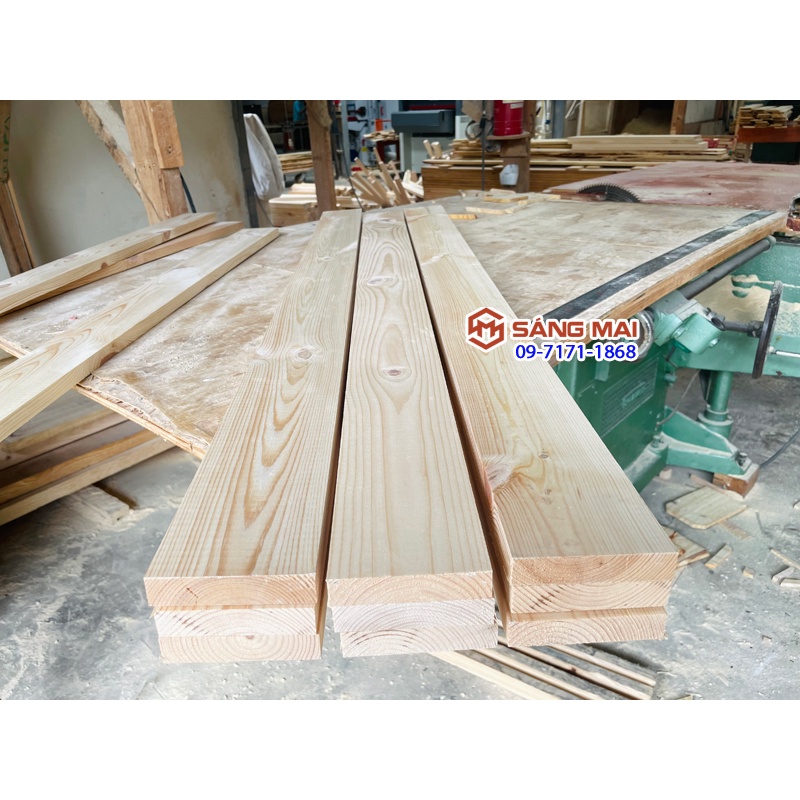 [MS14] Tấm gỗ thông mặt rộng 10cm x dày 2cm x dài 120cm + láng mịn 4 mặt