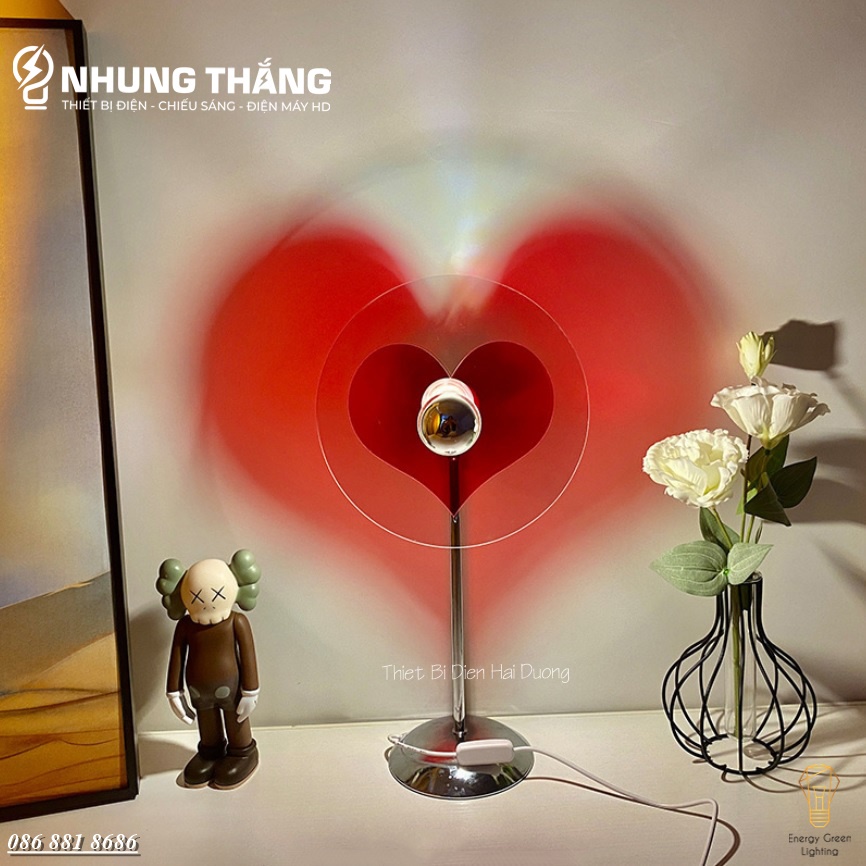 Đèn Bàn Hình Trái Tim Ánh Sáng Siêu Đẹp DB-920 - Decor Trang Trí Phòng Ngủ Lãng Mạn - Bảo Hành 12 Tháng