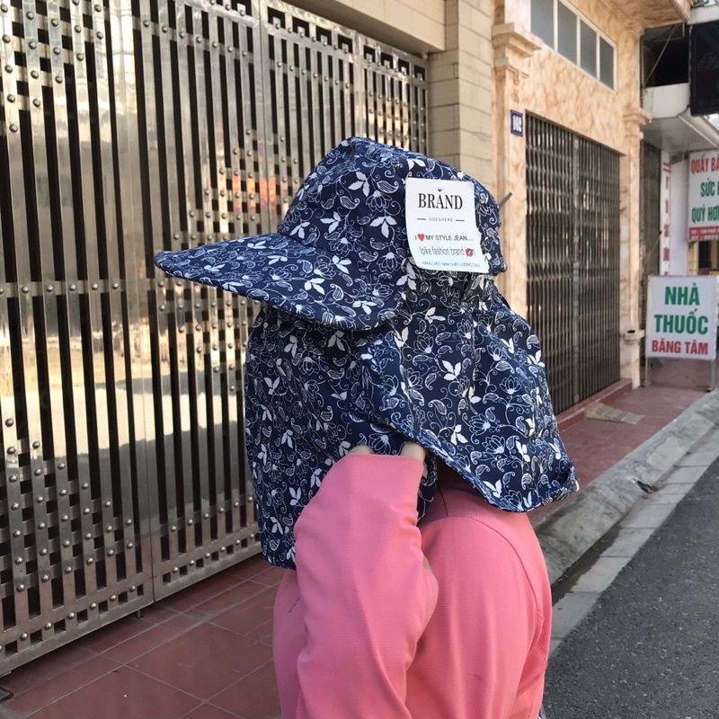 Mũ nón chống nắng 3n1 đa năng kèm khẩu trang , kiểu vành rộng màu thêu cao cấp, vải dày dặn, chống tia UV MN01