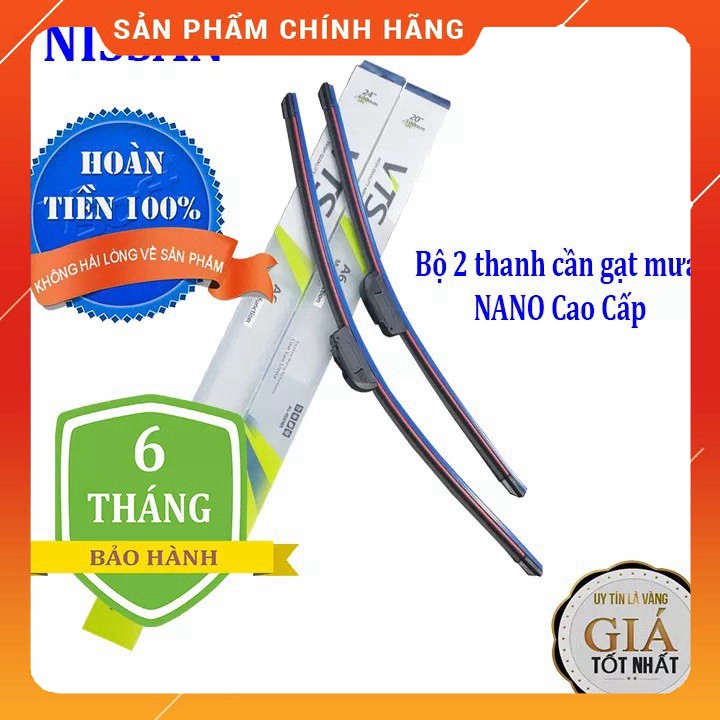 Bộ 2 thanh gạt nước mưa ô tô Nano xương mềm cao cấp xe Nissan: Sunny-Teana-X trail-Navara-Livina-Grand Livina,... SM