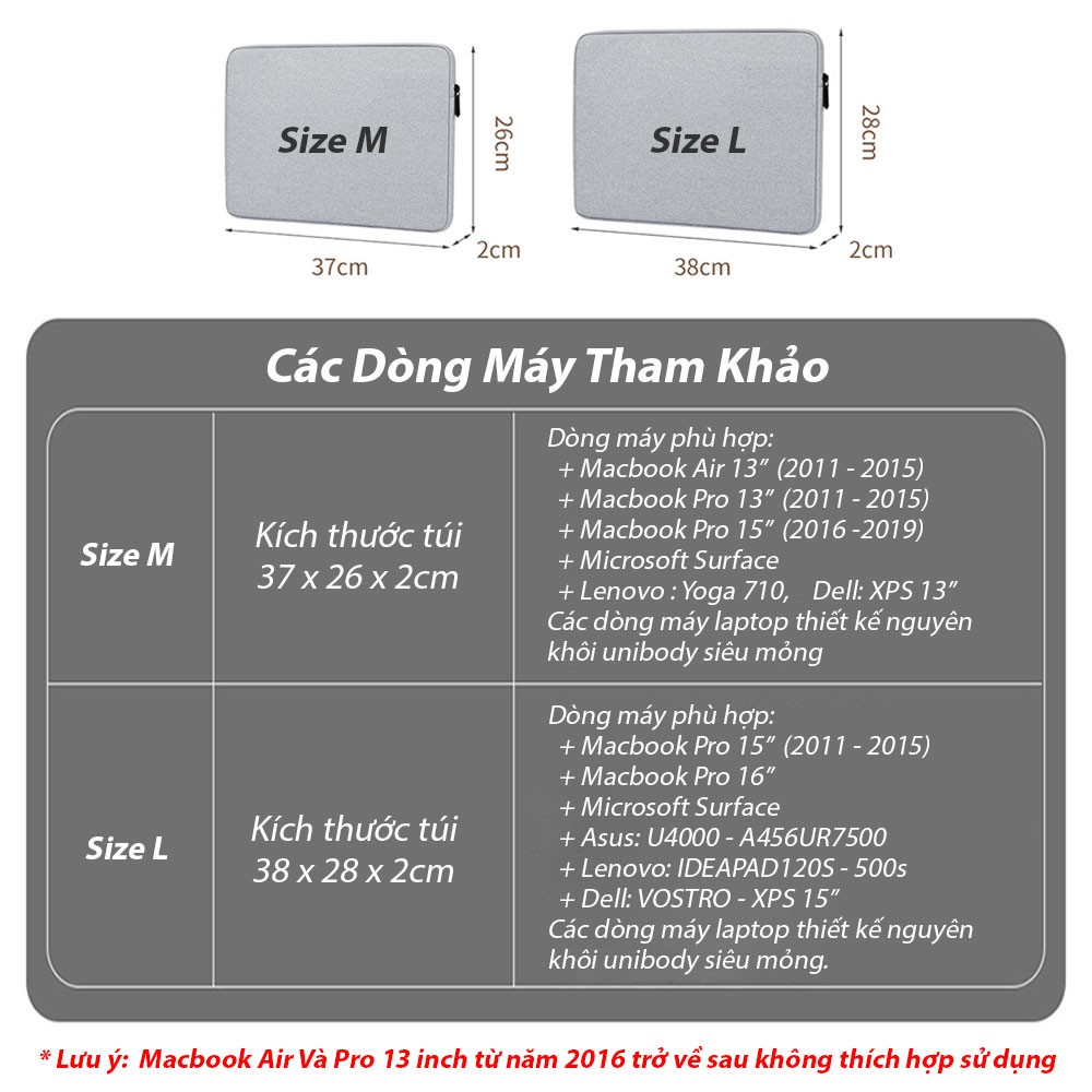 Túi đựng laptop chống nước có khóa kéo đơn giản cho 9.7 11 13 inch