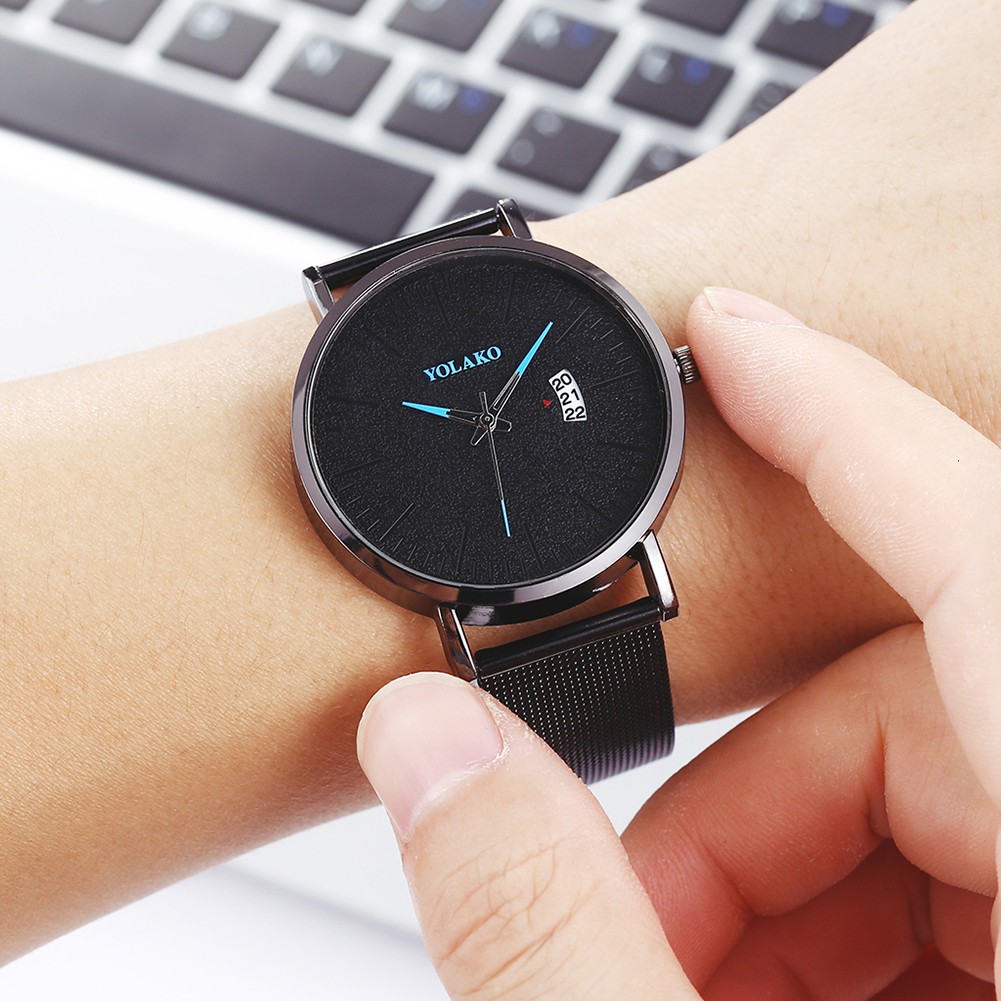 Đồng Hồ Quartz Chạy Kim Tích Hợp Lịch Với Dây Đeo Da Yolako