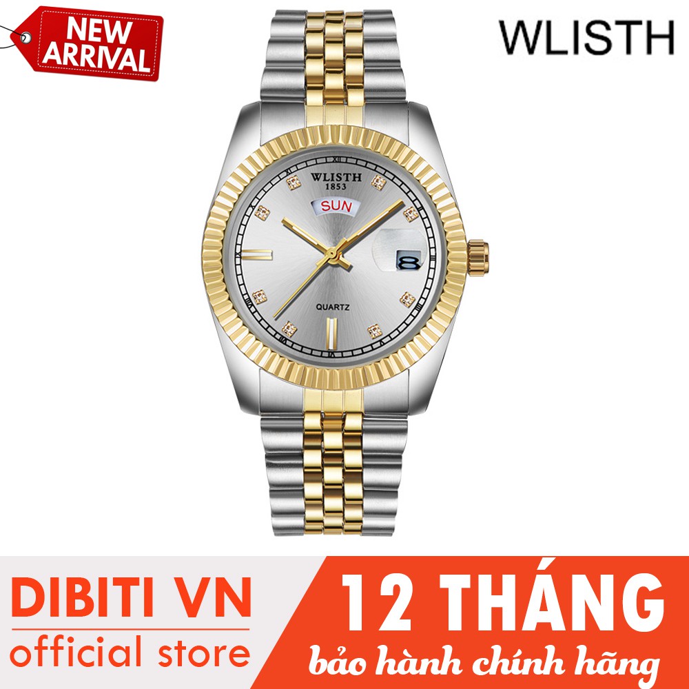 (Bảo hành 12 tháng) Đồng Hồ Nam Cao Cấp Wlisth R-33 Dây Thép Không Gỉ, Tráng Sapphiare, Kim Dạ Quang, Kháng Nước 3ATM