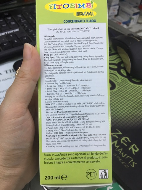 BRONCAMIL Fitobimbi- Giảm ho đờm cho trẻ từ sơ sinh