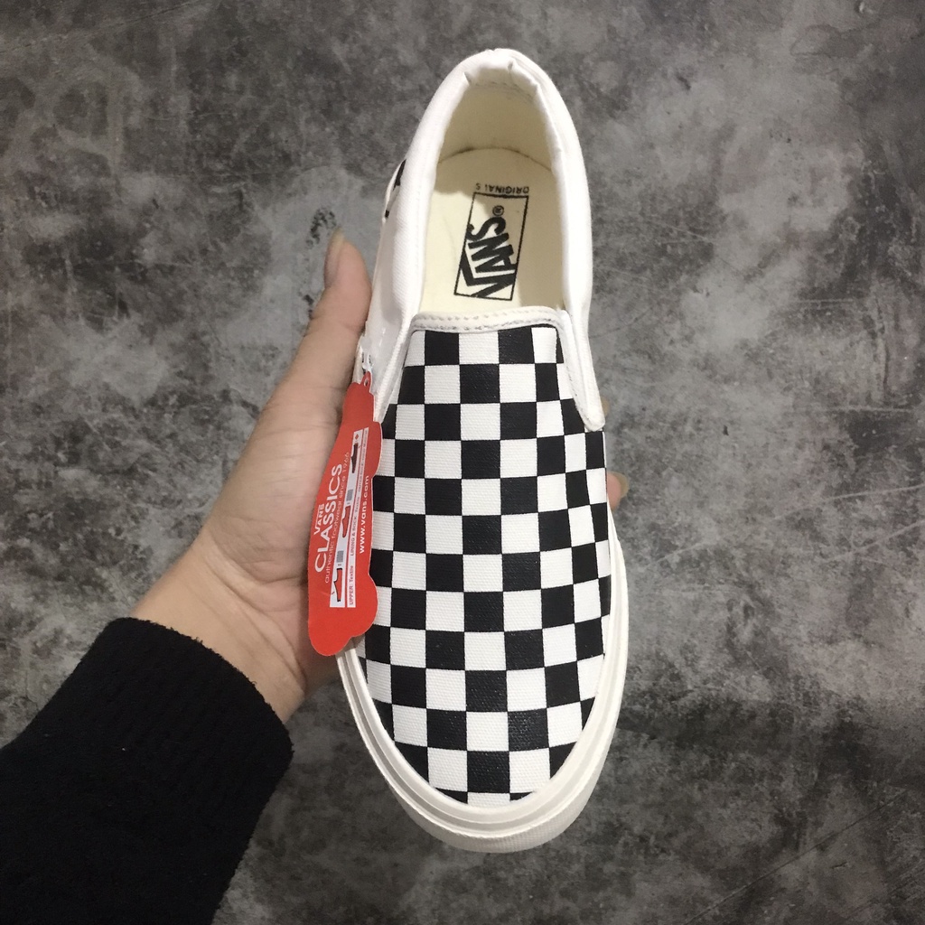 Giày thể thao Vans lười caro Hot trend nam nữ, Giày sneaker Van caro slip on dùng đi học,tập gym,chạy bộ