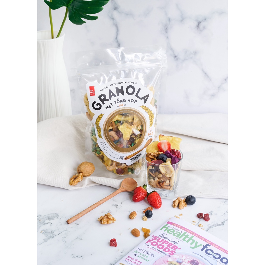 Granola Siêu Hạt Mix 11 Loại Hạt Thương Hiệu Gạch Đỏ Chuẩn Ăn Kiêng Giảm Cân