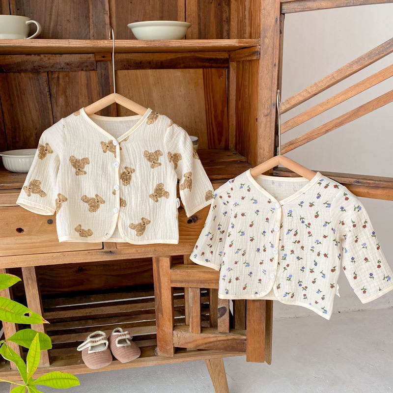 Áo Sơ Mi Vải Cotton Mỏng In Hoa Dễ Thương Thời Trang Mùa Thu Cho Bé Sơ Sinh